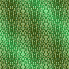 Seamless Arabic intersecting geometric pattern in green and gold.