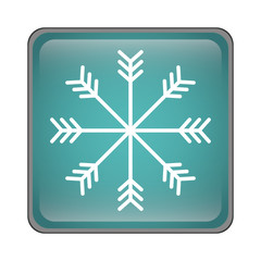 snowflake icon inside blue square over white background. vector illustration