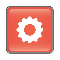 gear wheel icon inside red square over white background. vector illustration