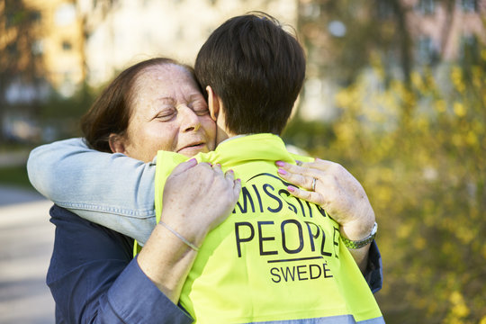Sweden, Uppland, Stockholm, Kungsholmen, Two women embracing
