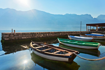 Fototapeta na wymiar A small bay with boats