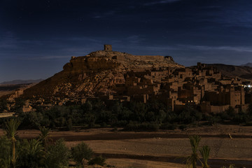 Marokko, Kasbah, Ait Ben Haddou, Unesco Weltkulturerbe,  bei Nacht mit Sternenhimmel