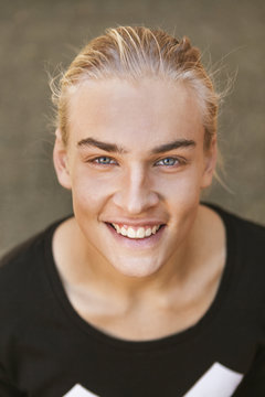 Sweden, Portrait of blonde teenage boy (16-17)