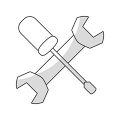 wrench and screwdriver crossed icon over white background. repair tools design. vector illustration