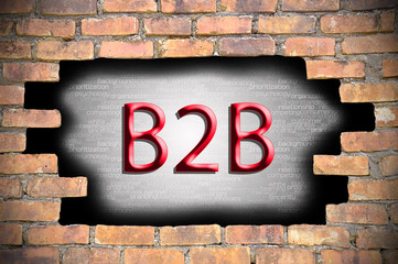 Business to business (B2B) in the hole of brick wall