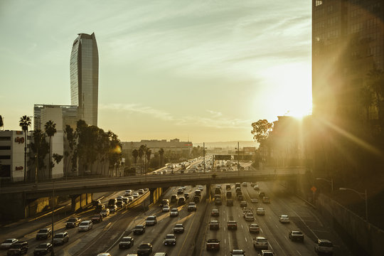 USA, California, Los Angeles, City Street At Sunset