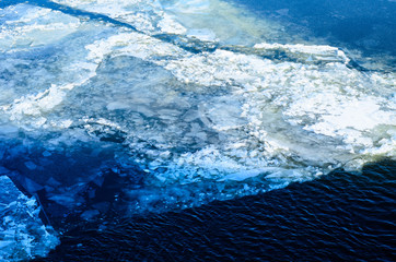 Drifting ice floes on a river Dnieper © ihorbondarenko