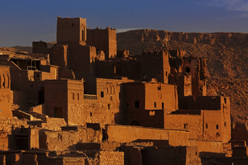 Ait Ben Haddou, Marokko, Kasbah, Unesco Weltkulturerbe, Lehmburg, Details, Sonnenaufgang  