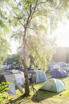 Sweden, The West Coast, Bohuslan, Marstrand, Koon, Tents at campsite