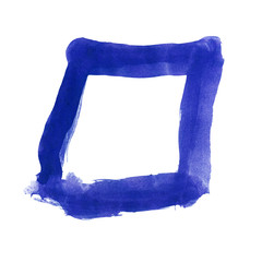 Square blue frame drawn with paint by hand