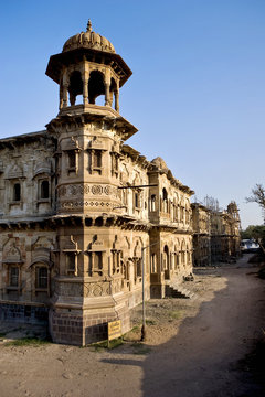 Morvi Temple (the Secretariat) an administrative building with a Hindu temple in the centre, built in the 19th century and being restored following the 1997 earthquake, Morvi, Gujarat