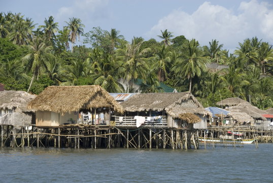 Fishermen's stilt houses, Pilar, Bicol, southern Luzon, Philippines