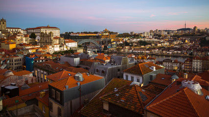 Porto old town at dusk, Portugal.