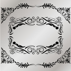 Vector decorative frame retro vector black frame on gray background. Premium design element..