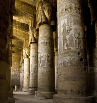 The Outer Hypostyle Hall in the Temple of Hathor, Dendera necropolis, Qena, Nile Valley, Egypt 
