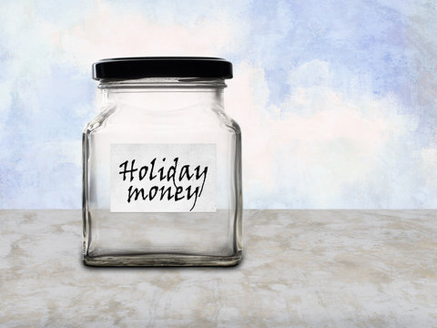 Holiday money savings pot, jar empty. Hard times.