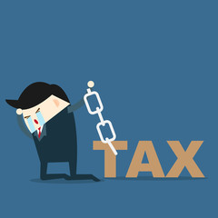 businessman tax payment deduction problem. Business Concept vector Illustration.