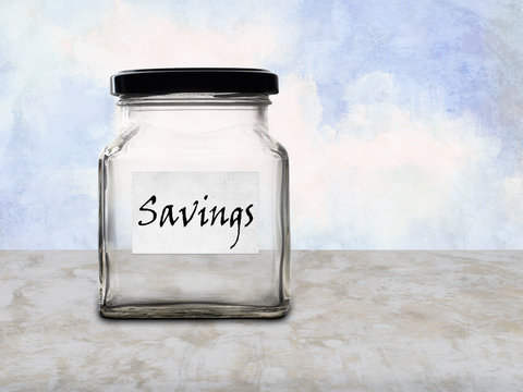 No savings, poverty concept. Empty money jar, pot.