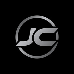 initial letter logo with circle silver color JC