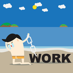 businessman and a lot of work problem , problem at work concept. vector
