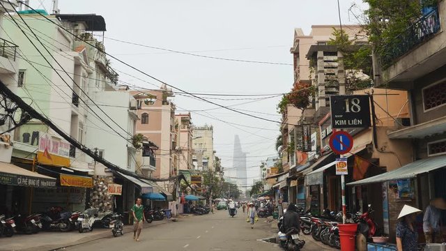 HO CHI MINH, VIETNAM - OCTOBER 13, 2016: Street city with people