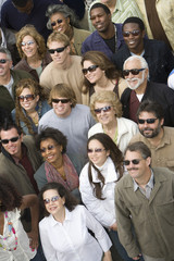 High angle view of multiethnic people wearing sunglasses