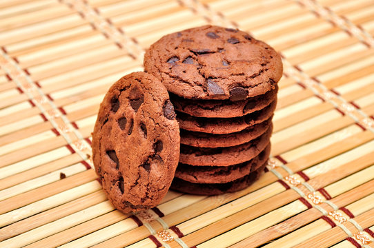 Chocolate Chip Cookie on bamboo mat
