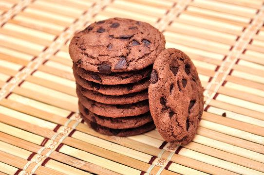 Chocolate Chip Cookie on bamboo mat