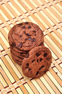 Chocolate Chip Cookie on bamboo mat