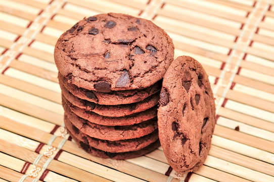 Chocolate Chip Cookie on bamboo mat