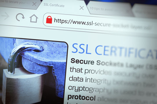 Close-up of a browser window showing lock icon during SSL connection