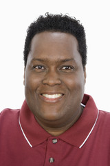 Portrait of happy African American man isolated over white background