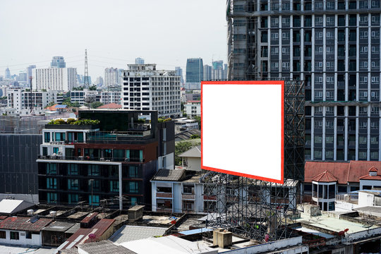 Blank billboard on building for advertisement