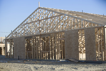 Wood frame of house under construction