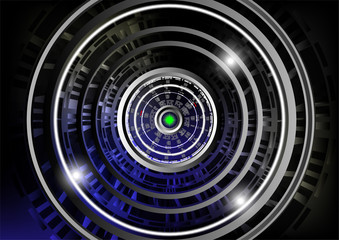 Vector technology  Wheel Circle Concept Black background