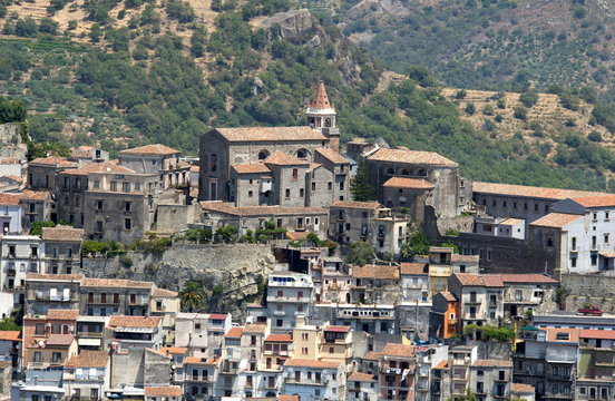 The medieval city of Castiglione di Sicilia above the Alcantra Valley near Taormina, Sicily 