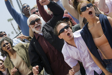 Fototapeta na wymiar Group of multiethnic people shouting together