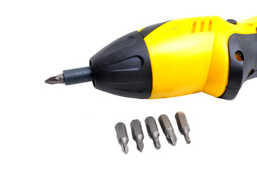 Rechargeable electric screwdriver isolated on white background