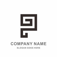 Fototapeta premium Monogram Letter P Geometric Square Strips Interior Architecture Decoration Business Company Stock Vector Logo Design Template