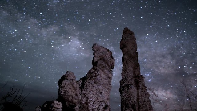 Milky Way at Mono Lake, California. Unique rock formations.