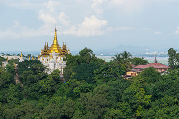 Fototapeta na wymiar Beautiful Myanmar style monastery at Sagaing city, Mandalay, Mya