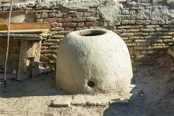 Uzbek oven tandoor for baking bread.