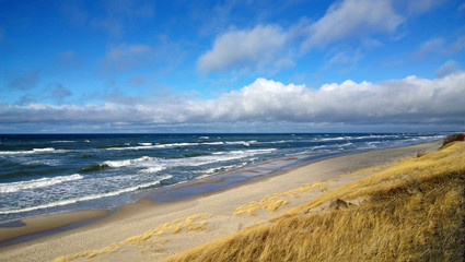 Gorgeous views of the Baltic sea on a bright Sunny cloudy weather with beautiful sand and waves