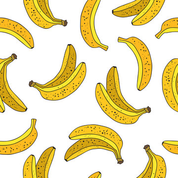 Seamless vector pattern of yellow bananas