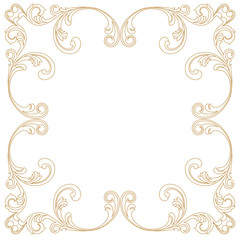 Golden vintage border frame engraving with retro ornament pattern in antique baroque style decorative design. Vector.