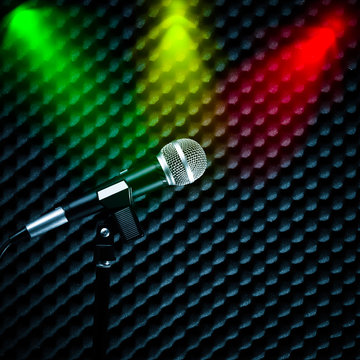 microphone & colorful spotlight, look like color of national flag