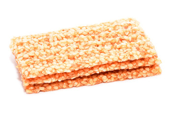 Sesame bars with honey isolated on white