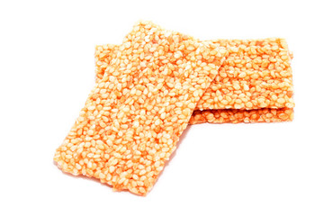 Sesame bars with honey isolated on white