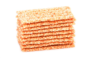 Sesame bars with honey isolated on white