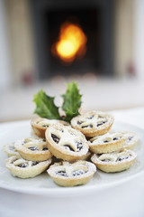 Closeup of Christmas mince pies on plate